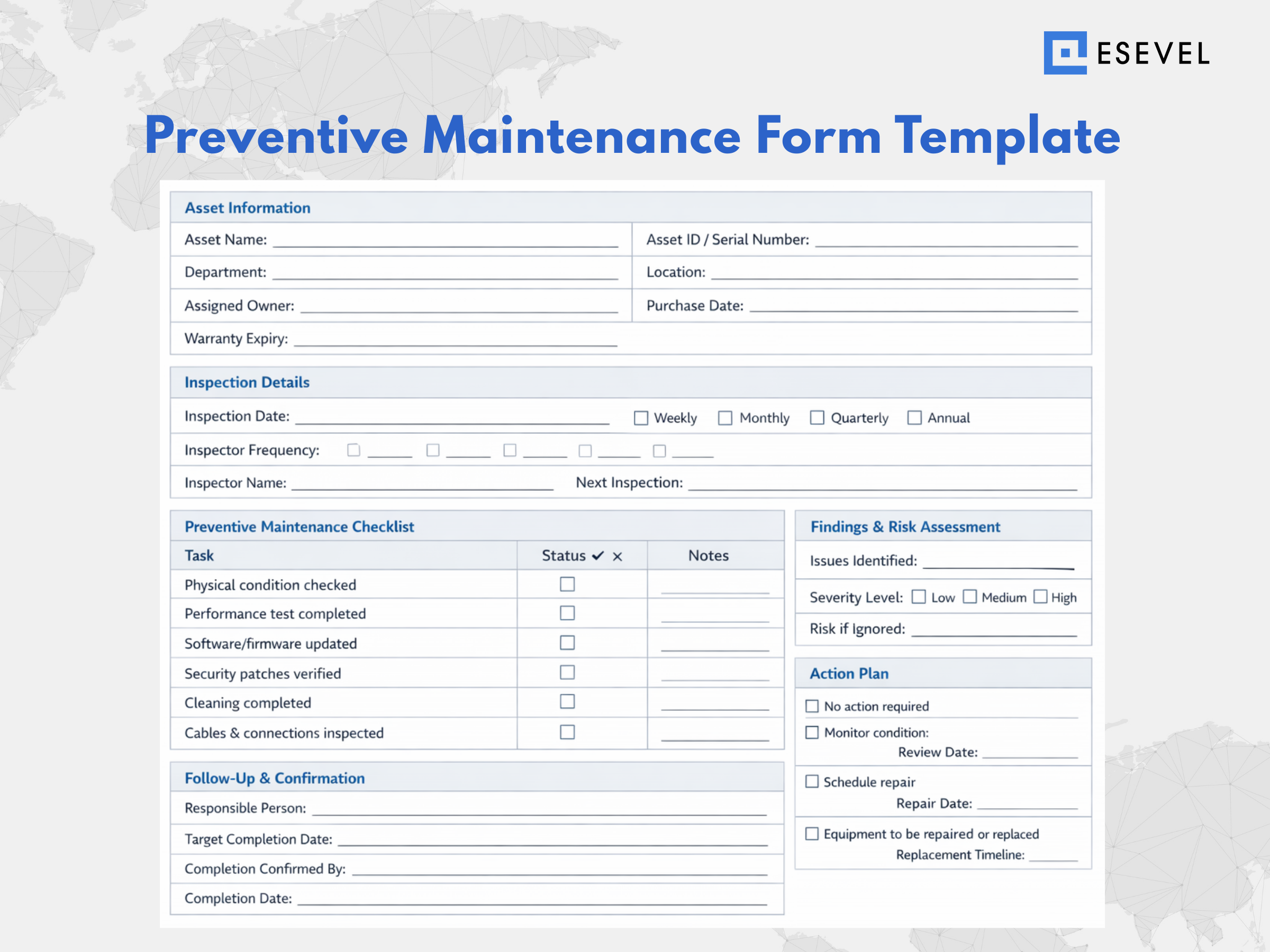 Preventive Maintenance Form Template